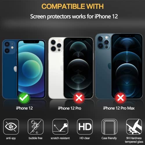 Sorlnern 2 Csomag Adatvédelmi képernyővédő fólia iPhone 12 6.1, 2 Csomag Kamera Lencséjét Védő, Anti-Spy Edzett Üveg