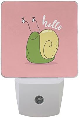 Naanle Készlet 2 Aranyos Hello Csiga Rajzfilmfigura Állat A Rózsaszín Háttér Automatikus Érzékelő LED Alkonyat Hajnal