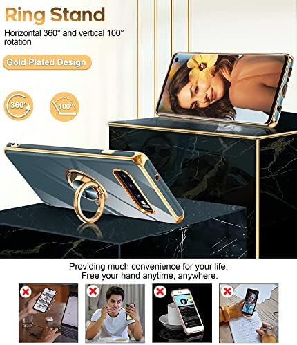 LeYi Samsung Galaxy S10 Esetében 360° Forgatható Gyűrű Jogosultja Kitámasztó [Kompatibilis Mágneses Autós tartó], Puha