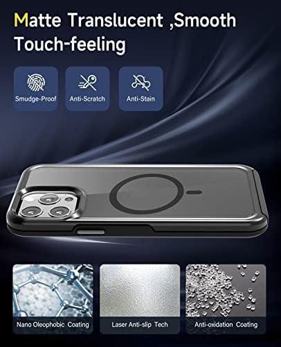 Mootobo 4 az 1-ben Mágneses tok iPhone 13 Pro Max Kompatibilis MagSafe, Színes Matt Vissza Karcolásálló Dropproof Esetben