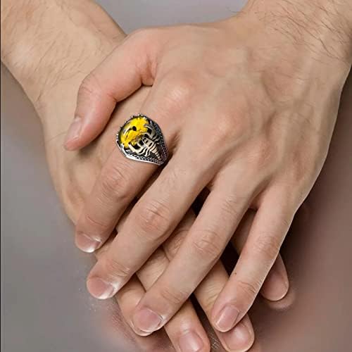 Gyémánt Gyűrű A Nők Vintage Nagy Ovális Természetes St1 Gyűrűk Férfi Régi Intarziás, Sárga, Piros Cirkon Hangya Gyűrűk