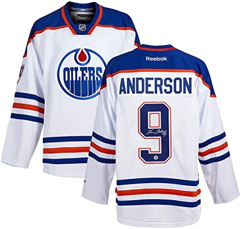 Glenn Anderson Edmonton Oilers Aláírt Fehér Reebok Jersey - Dedikált NHL-Mezek
