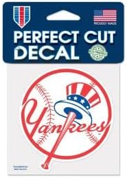 WinCraft MLB New York Yankees 93920010 Tökéletes Vágás Színes Matrica, 4 x 4, Fekete