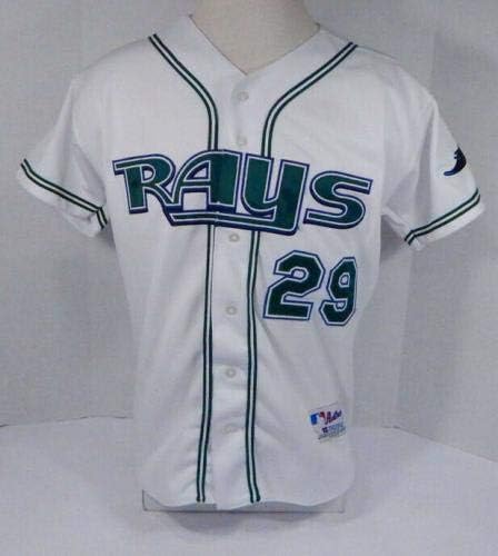 2002 Tampa Bay Rays Jason Smith 29 Játékban Használt Fehér Jersey DP06045 - Játék Használt MLB Mezek