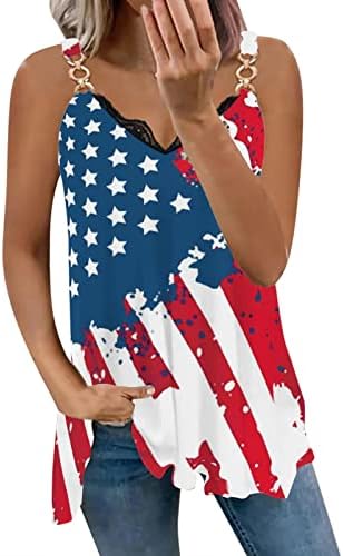 Július 4-Ing Tartály Tetejét a Nők USA Zászló Nyári Alkalmi Ujjatlan Pólók Csillagok Csíkos Hazafias Sportos csőfelső