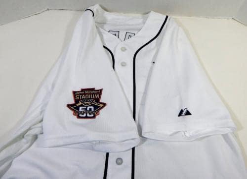 2015 Detroit Tigers Blaine Hardy 65 Játék Használt Fehér Jersey 50 S Marchant P 8 - Game Használt MLB Mezek