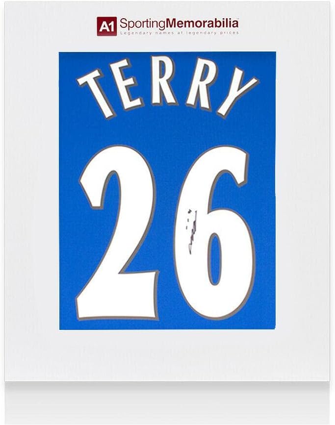 John Terry Aláírt A Chelsea Póló - 1999/2001, Otthon, Száma 26 - Díszdobozban - Dedikált Foci Mezek