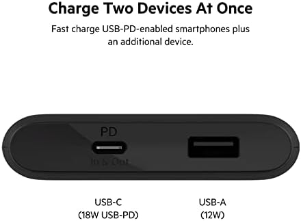 Belkin USB-C Power Bank 10K - Gyors Töltés Hordozható Akkumulátor w/ USB-C + USB csatlakozó - Kompatibilis w/ iPhone