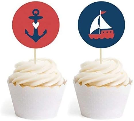 Andaz Nyomja meg a Tengeri Kaland-Óceán Esküvői Kollekció, Cupcake Topper DIY Party kellék Készlet, 20-Pack