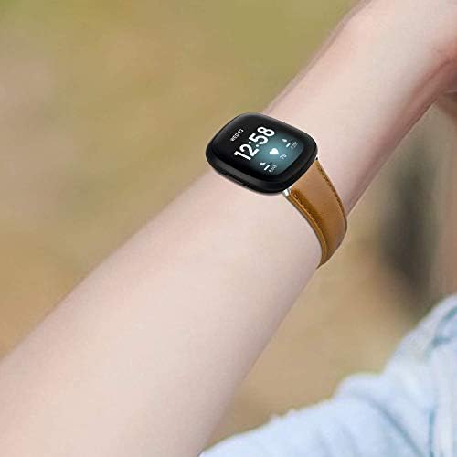 Aladrs Bőr óraszíj Kompatibilis a Fitbit Sense / Versa 3 Smartwatch Zenekarok, Csere Karszalag a Fitbit Versa 3 / az