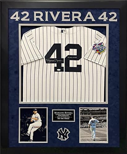 Mariano Rivera Autogramot Jersey New York Yankees Fehér Felirat 99 WS MVP 32×40 - Dedikált MLB Mezek