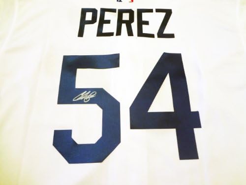 Chris Perez Dedikált Los Angeles Dodgers Fehér Jersey W/BIZONYÍTÉKA, Kép Chris Aláírása Nekünk, Los Angeles Dodgers,