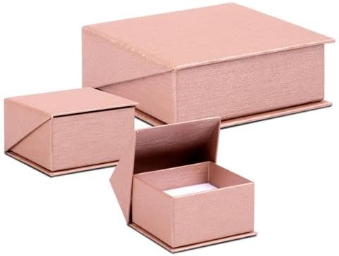 ALLUREPACK Fülbevaló/Medál Box - Rose Színű - Selyem Csiszolt Karton Papír-Ékszer Ajándék Doboz Elit Modern Szögletes