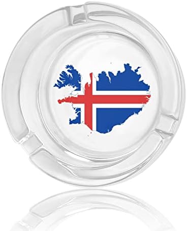 Zászló Térkép Izland Üveg Hamutartót Cigaretta Kerek hamutartó Hordozható Ash Birtokos Esetben a Beltéri Kültéri